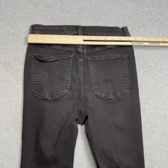 Free People Jeans Womens 30 (26x24) Black Distressed Denim Frayed Hem Highrise - Picture 5 of 8